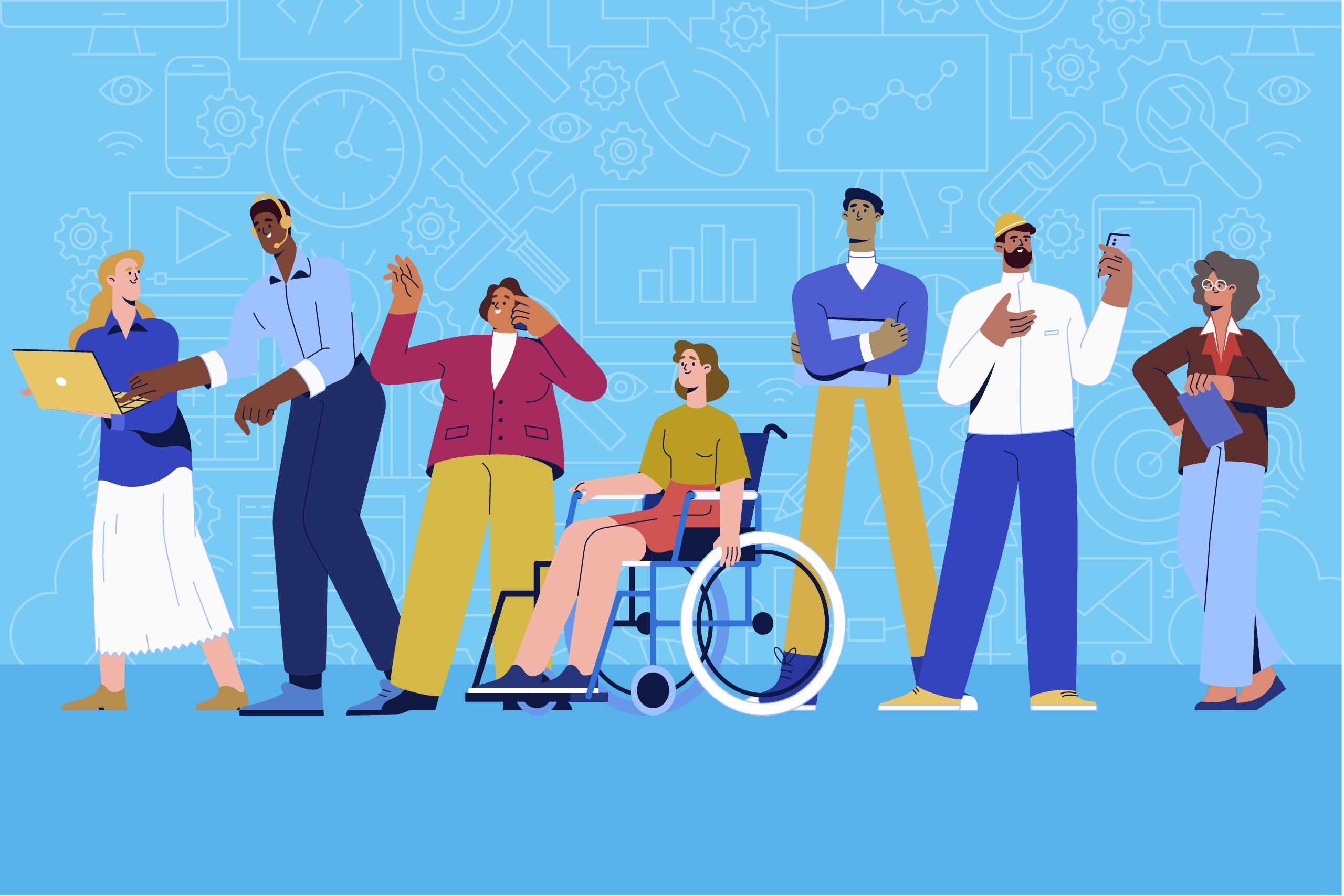a diverse group of people accessing digital content